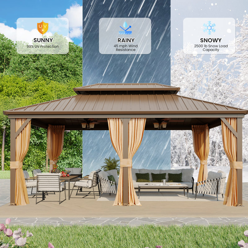Serre L 18 pi. D Pavillon de jardin en aluminium, pavillon de jardin à toit rigide