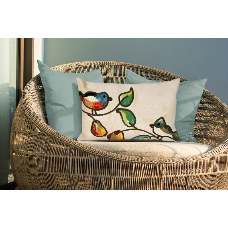  Song Birds Outdoor Rectangular Pillow Cover & Insert, Cream