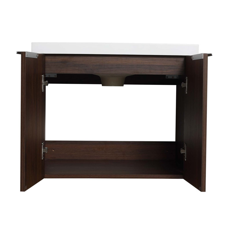 Armoire de salle de bain avec lavabo, portes à fermeture douce, conception à fixation flottante pour petite salle de bain