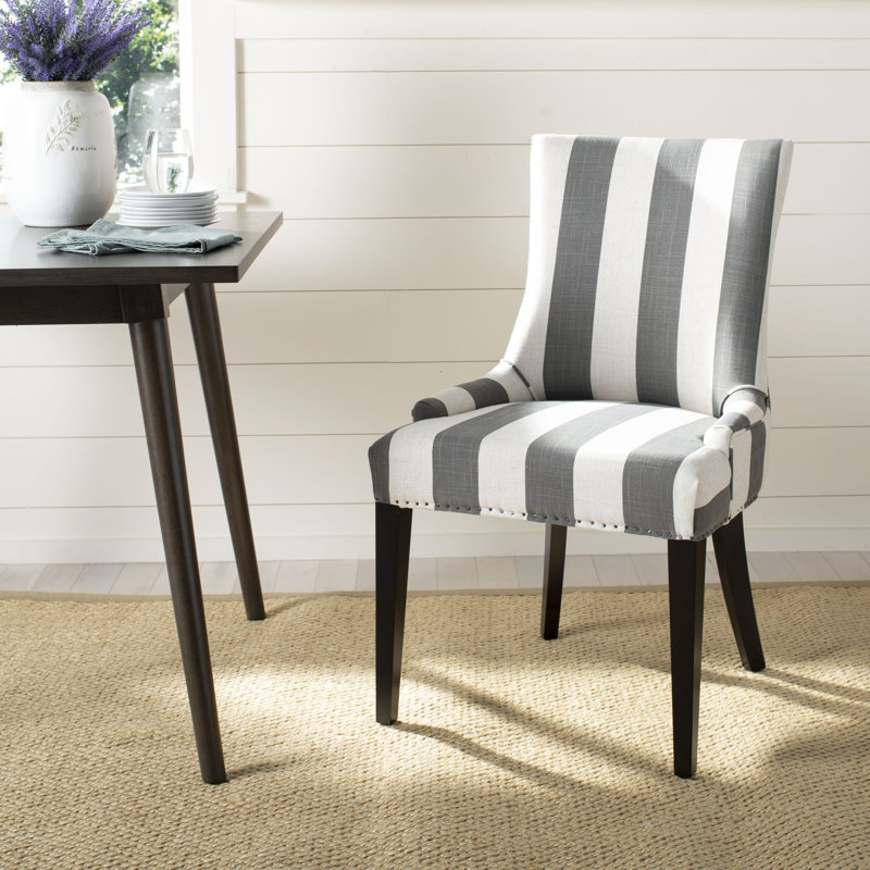 Capetown 19.5'' H Upholstered Side Chair, Grey/White Striped, 2