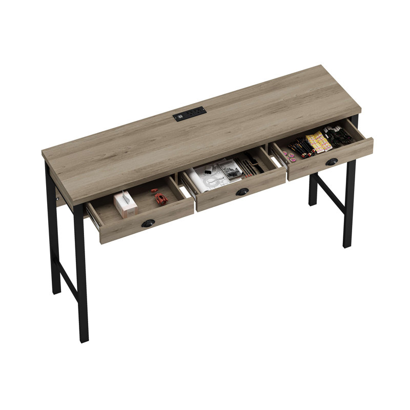 Ensemble de table de salle à manger à 3 tiroirs avec prises de courant, ensemble de table de bar avec tabourets circulaires en polyuréthane, facile à assembler