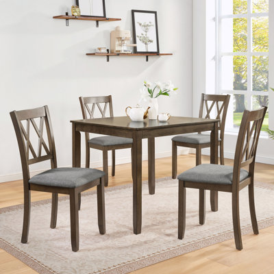 Chaises de salle à manger seulement, ensemble de 4 chaises de salle à manger en bois, chaise de cuisine avec siège rembourré, chaise d'appoint rembourrée pour salle à manger, salon, noyer