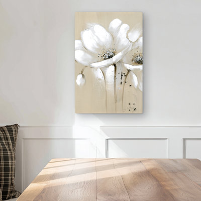 White Abstract Wild Flowers - Contemporary Metal Print Decor