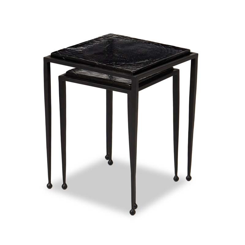 Tables gigognes en verre Damiana, Noir