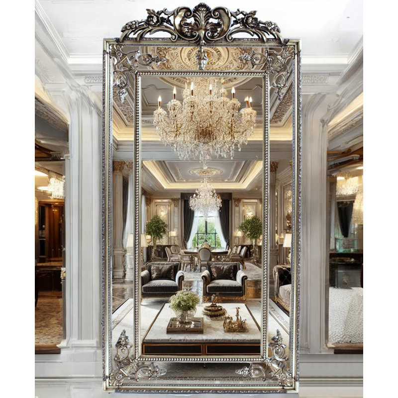 Rectangle Solid Wood Mirror, 78.7" x 36.2", Silver