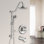 Brushed Nickel Shower Assembly With 8" Head And Adjustable Flow System Water Rain In