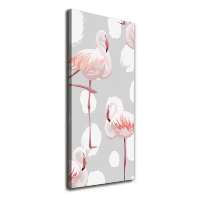 Flamingos And Dots - Wrapped Canvas Print