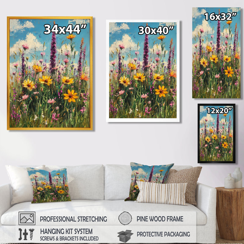Barret - Floral Canvas Art Print, H 32 po x l 24 po, Reproduction encadrée sans passe-partout, Doré