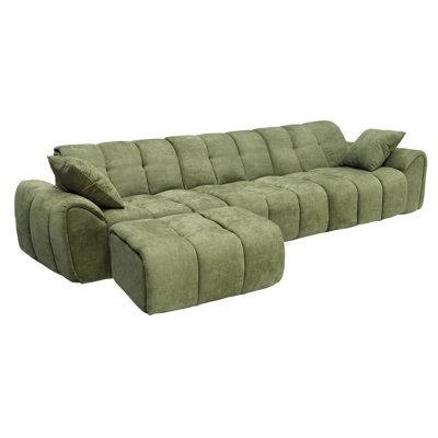 Boneless 120" Modular Boneless Sofa with Chaise Lounge, Chenille Fabric, Modern Pull-Apart Sectional for Living Room, 4-Piece Set