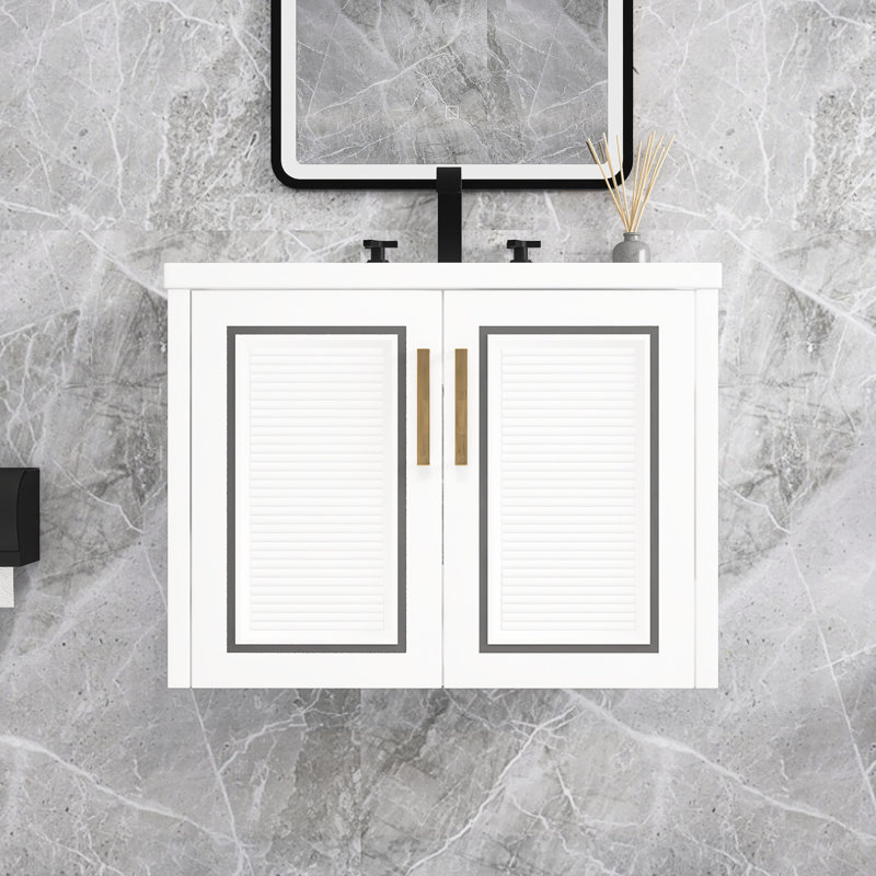 Meuble-lavabo mural simple 24 po avec lavabo en céramique