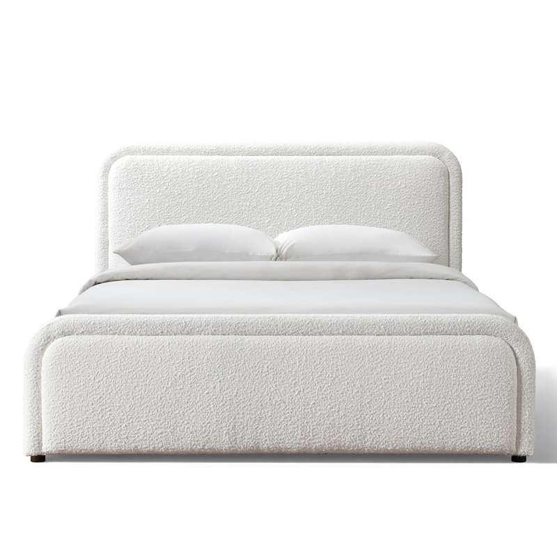 Lit plateforme tapissier Enfield, Grand lit, Crème blanche