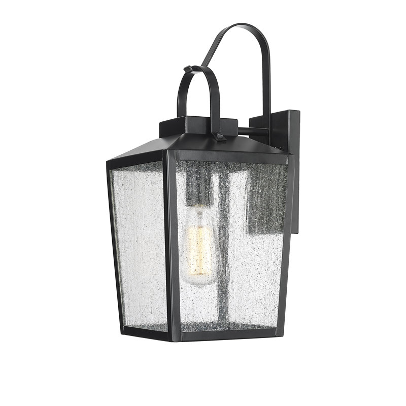 Applique murale d'extérieur 1 lumière en acier 16 po Keavi, Noir thermolaqué, H 16 po x l 8 po