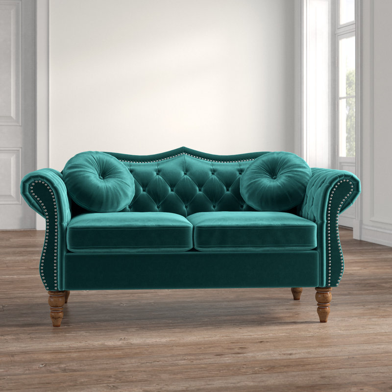 Evianna 65.5'' Velvet Loveseat, Green