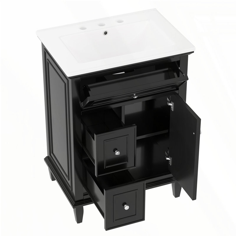 Meuble-lavabo 24 po avec lavabo, Noir