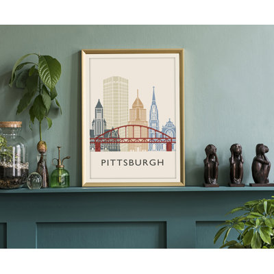 Pittsburgh Illustration US Cities Poster, Unframed Print, California State Wall Art Poster