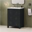 Petit ensemble de meuble-lavabo de style rétro 24 po x 18 po x 34 po avec lavabo en céramique et 2 portes à fermeture en douceur