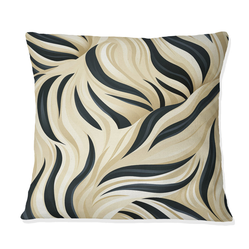 Crème et noir Zebra Harmony - Coussin décoratif imprimé, H 18 po x l 18 po
