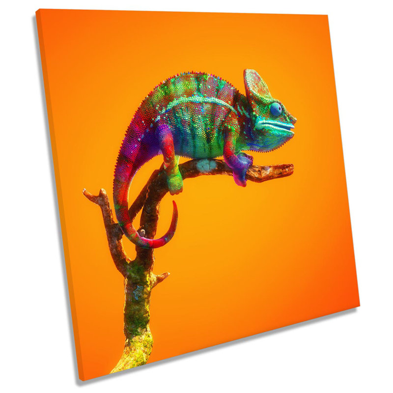 Z5981 Chameleon Funny Cute Picture - Wrapped Canvas Print, 76.2cm H x 76.2cm W x 4cm D