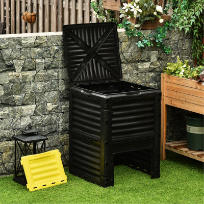 Bac de compostage pour jardin 80 gallons - Terre facile à installer 12 bouches d'aération pour l'aération