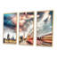 «Night Scene Of London City - Cityscape», ensemble de 3 toiles d'art encadrées-8158170-8158168