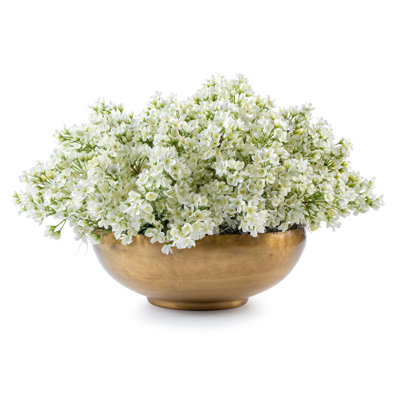 Faux Cream Floral Arrangement in Bowl