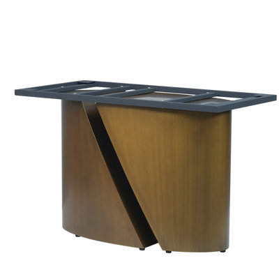 Table de salle à manger 72,79 po avec plateau en pierre frittée noire et base en fer bronze - panneau artificiel, pieds, prises 6 à 8