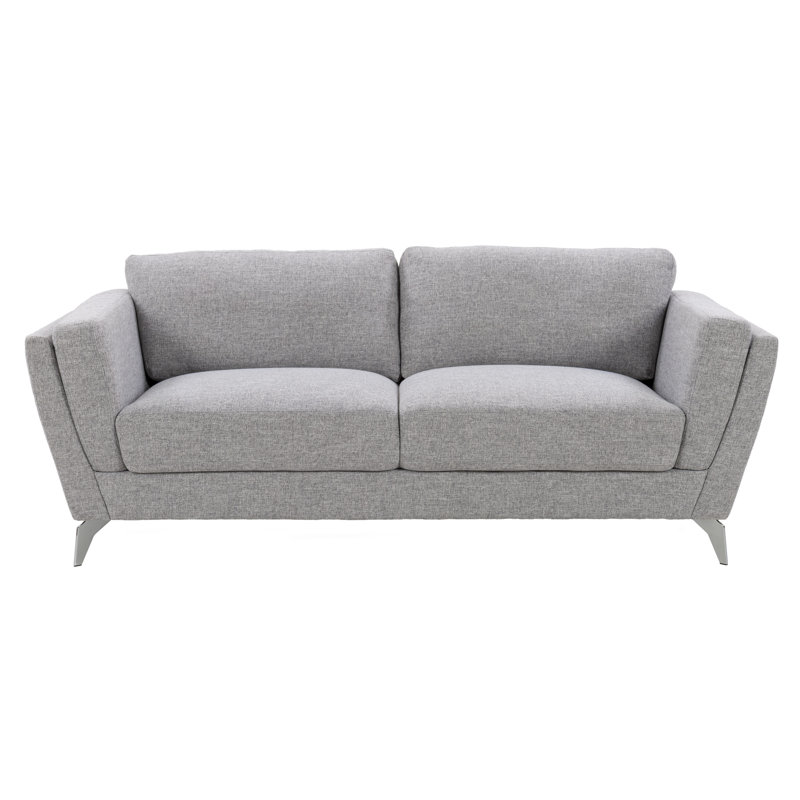Causeuse à accoudoirs carrés de 79 po Belpasso, Mélange de polyester gris clair