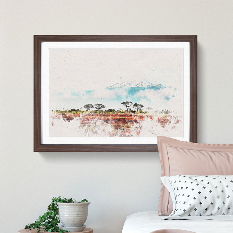 Mount Kilimanjaro in Tanzania - Framed Print, Walnut Framed, 33cm H x 45cm W x 2cm D