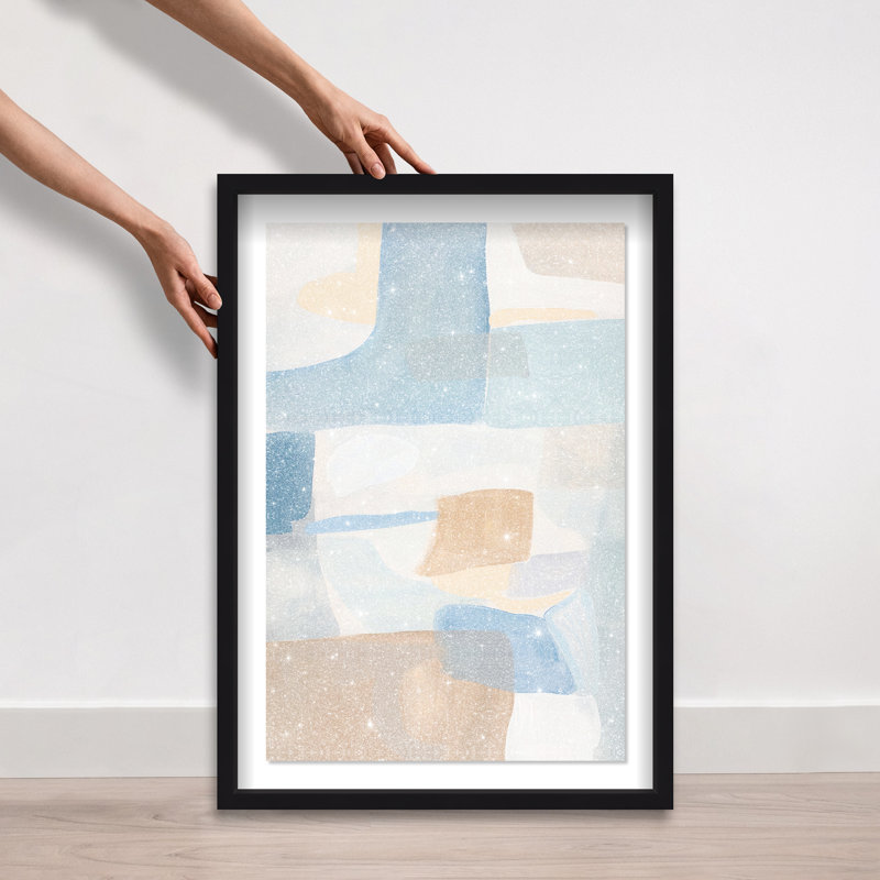 Perimeter Blue (III) Shadowbox Abstract Print by Oliver Gal, Black Frame, 10 x 15, 31.5"H x 21.5"W, Black Frame