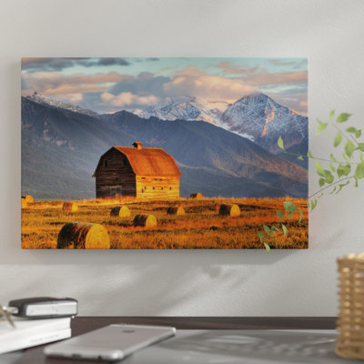 Dupuis Barn With Mission Range In The Background, Ronan, Lake County, Montana, USA by Chuck Haney - Print