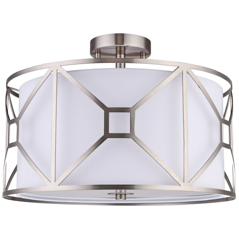 Semi Flush Mount, 8.5" H x 17" W x 17" D, Satin Nickel