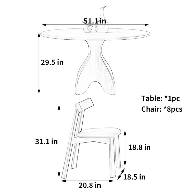 Table et chaise de salle à manger élégantes et uniques