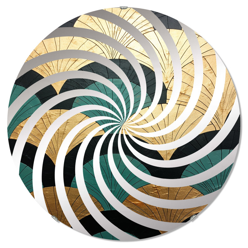 Émeraude et arches dorées - Miroir décoratif Vortex MIR105916 C, 23,6 po x 23,6 po