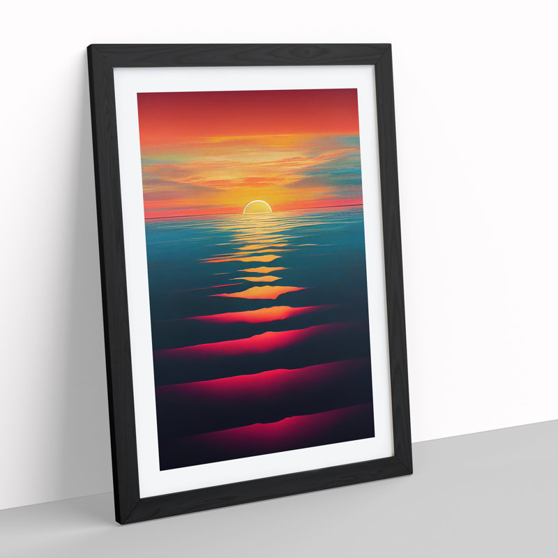 Timeless Ocean Sunset - Print, White, 66cm H x 48cm W, Black Picture Frame