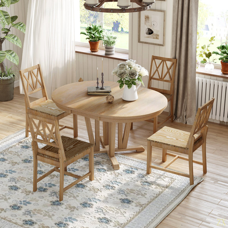 Ensemble de table de salle à manger extensible 5 pièces Rustic, Naturel
