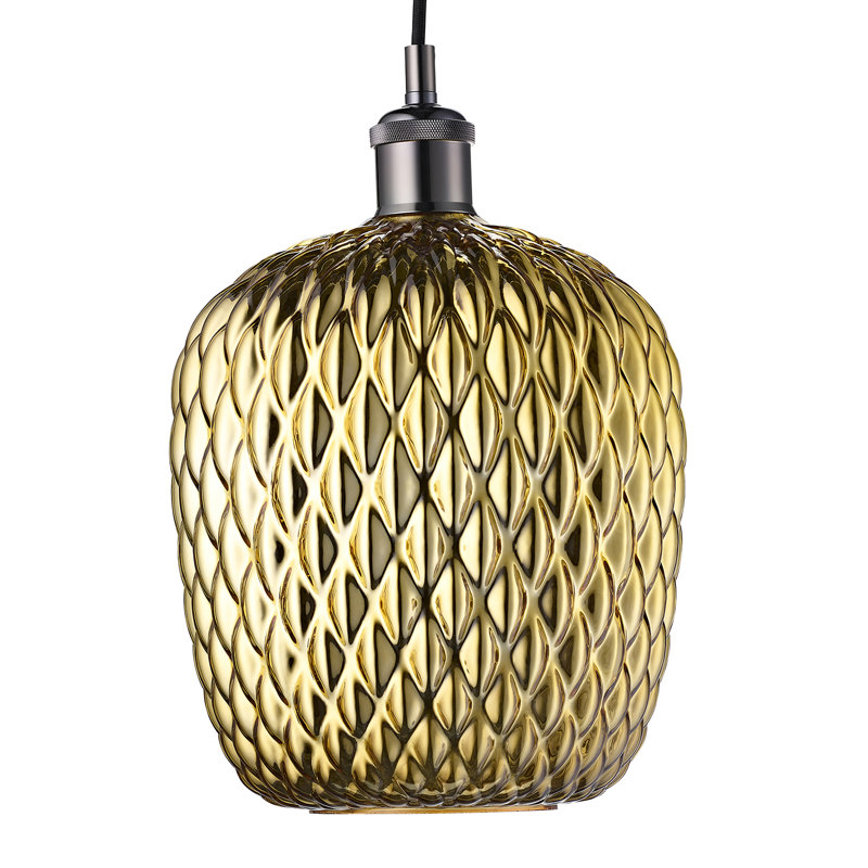 Haddad 26cm H Glass Round Pendant Shade ( Screw On ), Gold