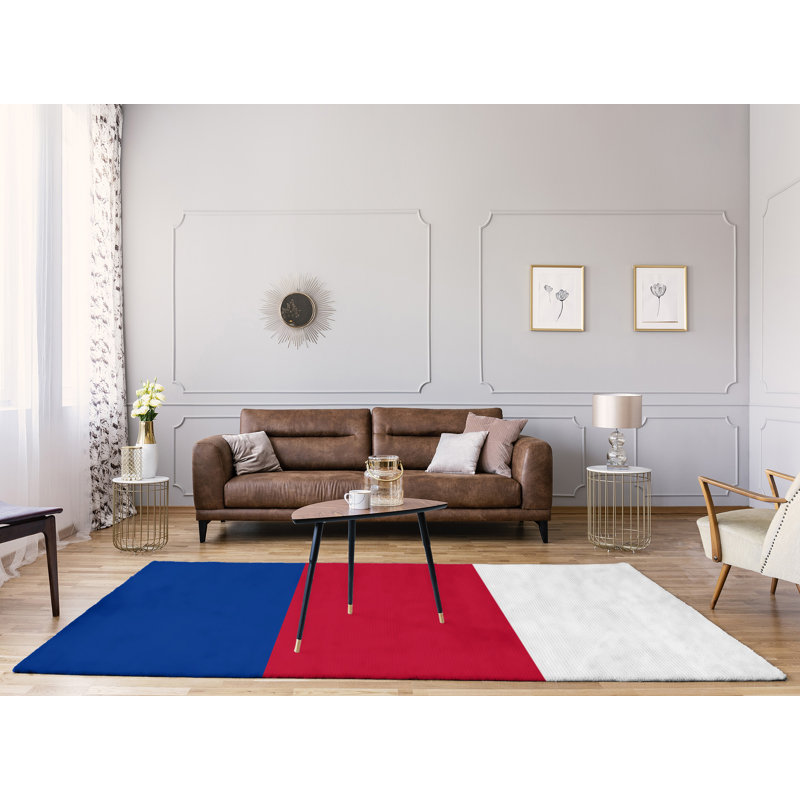 Tapis à rayures de football de couleur rouge buffalo, Rectangle 9 pi x 12 pi