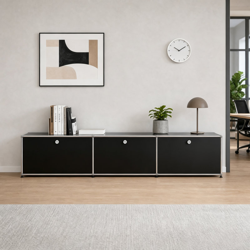 Modern Modular Metal Storage Cabinet with Adjustable Shelves, Multipurpose Office Storage Organizer with Soft-Close Doors, Heavy-Duty Steel Cabinet for Home Office, Living Room, Entryway or Kitchen