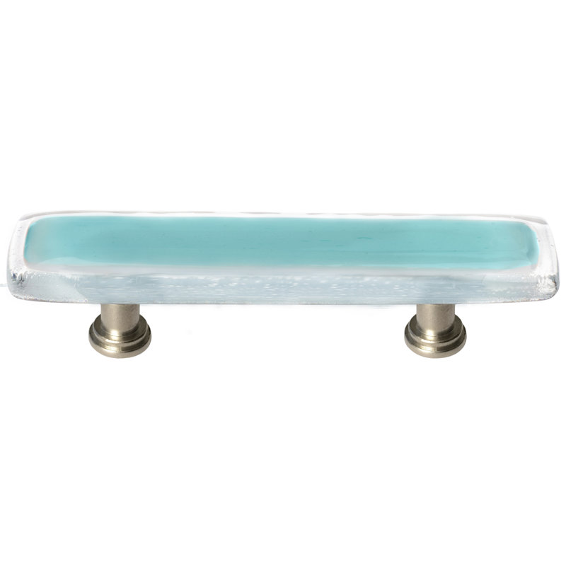 Poignée barre 3 po CTC Aqua, Nickel satiné, Aigue-marine