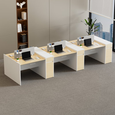 Okeysen Modular 6 Person Benching Workstation with Storage & Outlets