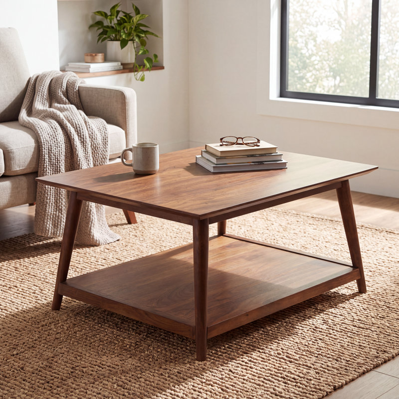 Portola Solid Wood Single Coffee Table, Brown