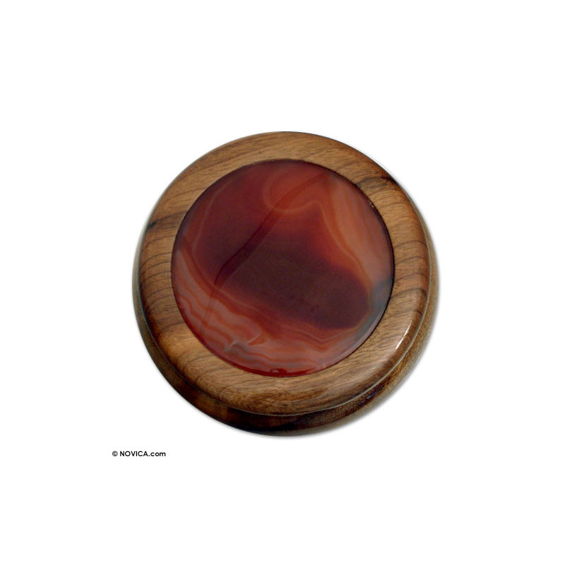 Boîte à bijoux en agate et bois
