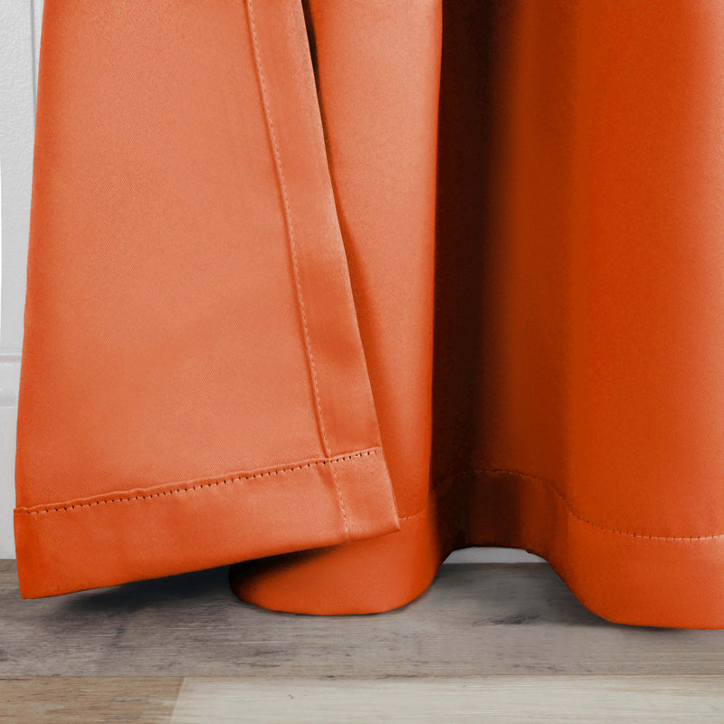  Trixie Millendon Solid Modern Polyester Room Darkening Curtain Pair, Orange, 52" W x 72" L