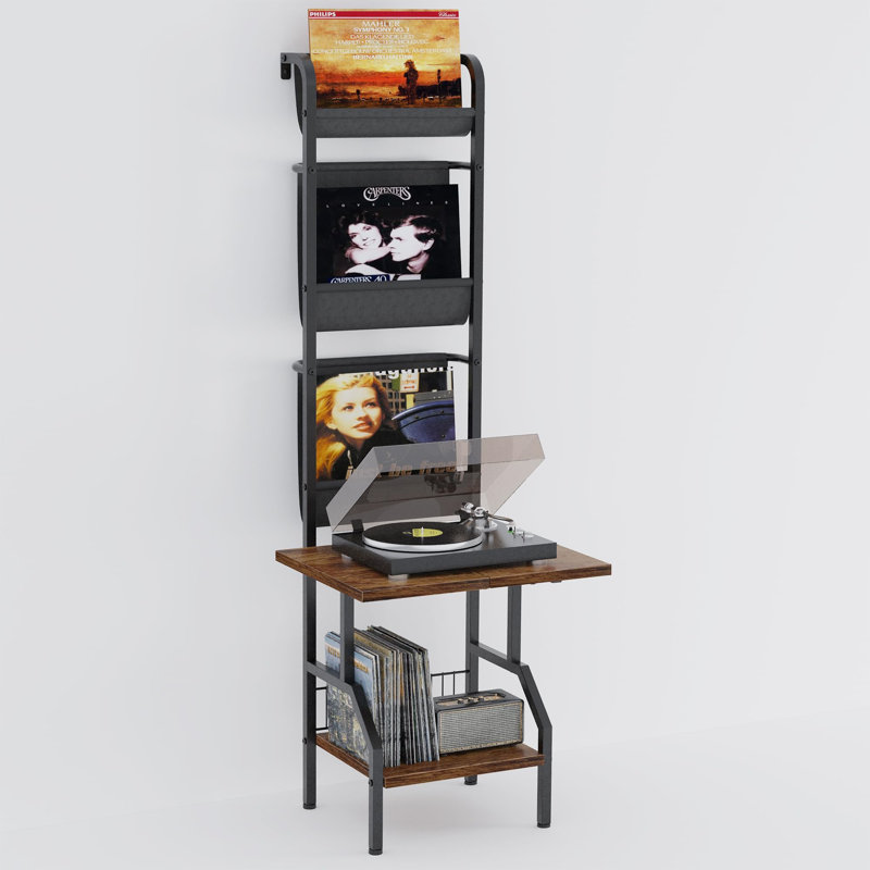 Manufactured Wood,Metal 144cm H Media Shelves, Black/Brown