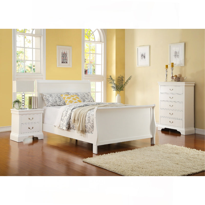Moderne 1pièce lit double pleine grandeur mobilier de chambre à coucher lit-bateau tête de lit contreplaqué 1pc cadre de lit blanc