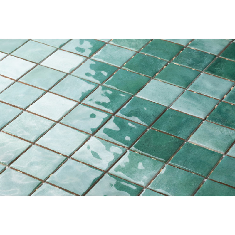 Aura 3" X 3" Ceramic Mosaic Wall Tile, Green