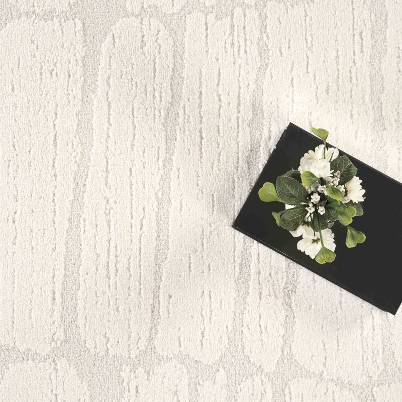 Abani Rugs NOM200A Textured Linear Cream Area Rug, Rectangle 4' x 6'