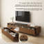 Console de divertissement moderne avec tiroirs en verre, meuble télé jusqu'à 85 pouces avec rangement et système de gestion des câbles