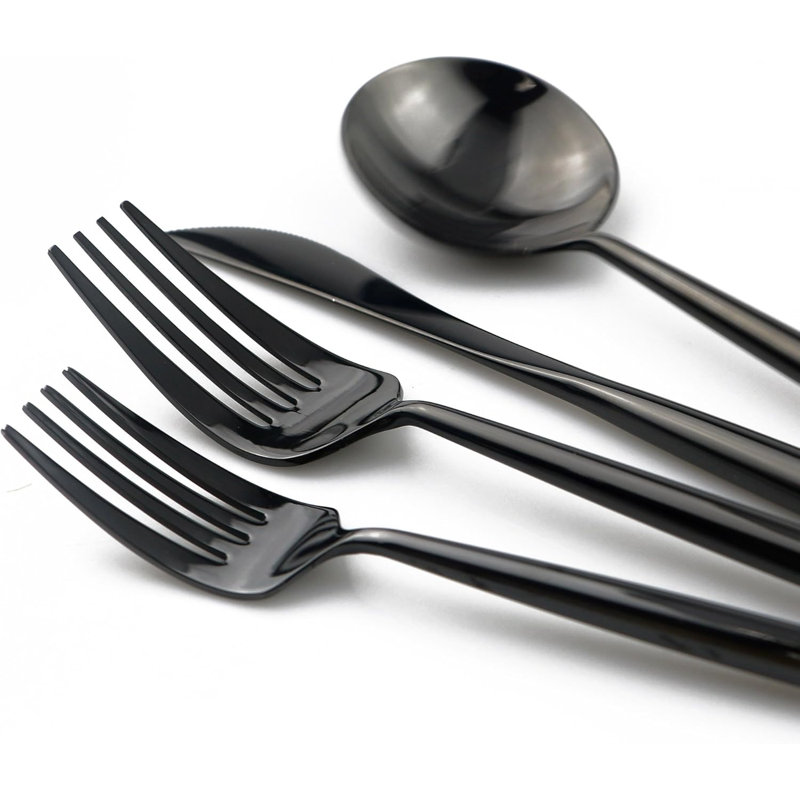 Ensemble de couverts 20 pièces pour 4 personnes, ensemble de couverts modernes en acier inoxydable avec finition satinée, ensemble de cuillères à couteaux robustes, allant au lave-vaisselle