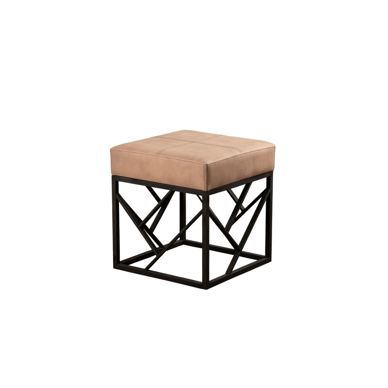 Stylish Pouffe with Metal Frame, Mink Color, 18.1 x 17.3 x 18.1 inches | 32 DNS Foam for Comfort | Easy Clean Fabric & Sturdy Metal Legs (Height: 15.7 inches) | Modern Industrial Design for Home Decor